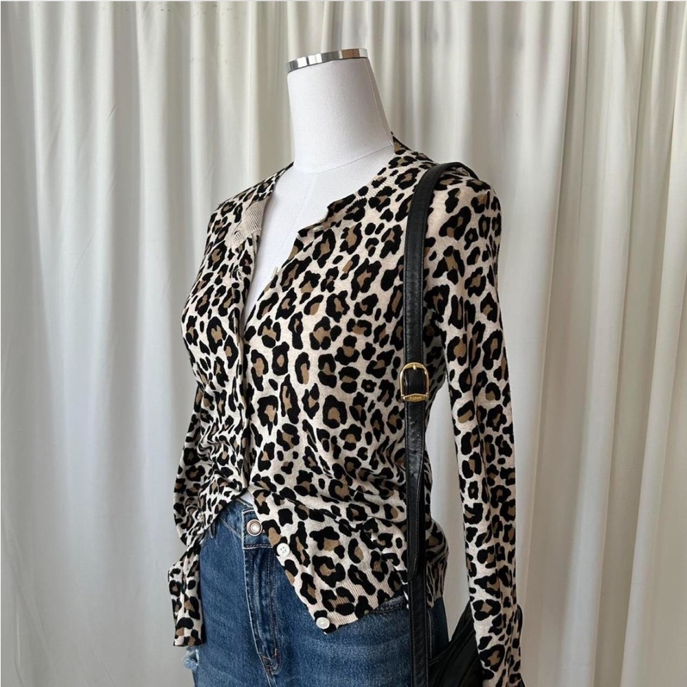 Loft animal print cotton Cardigan size XS. - Picture 4 of 8